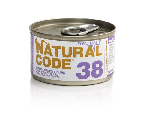 Natural Code Scatoletta 38 Tonno Manzo e Olive per Gatti Adulti 85gr