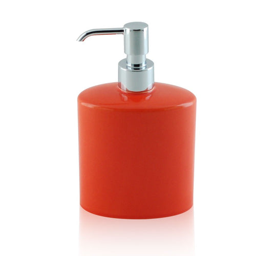 Dispenser - dosatore di sapone ovale da appoggio in ceramica e ottone cromato - accessori bagno