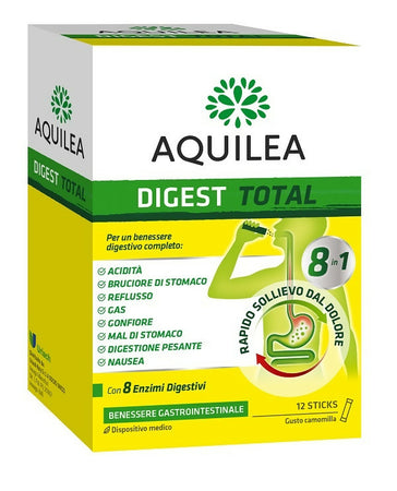aquilea digest total con 8 enzimi digestivi per un benessere digestivo completo 12 sticks orodispersibili