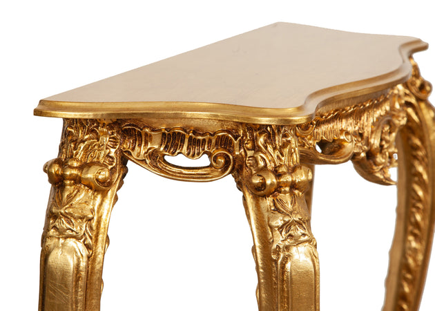 Biscottini Biscottini Consolle Legno Foglia Oro Anticato Made Italy 80x27x87 Decorazione