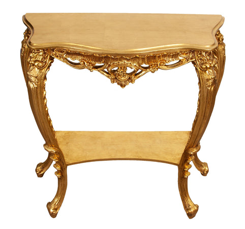 Biscottini Biscottini Consolle Legno Foglia Oro Anticato Made Italy 80x27x87 Decorazione