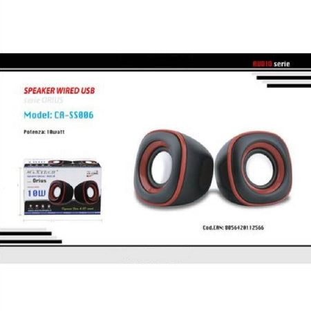 Coppia Casse Speaker Wired 10w Altoparlanti Maxtech Ca-ss006 Pc Attacco Usb Aux