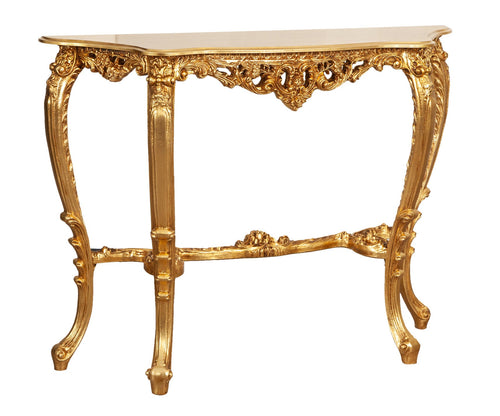 Biscottini Consolle Biscottini Legno Foglia Oro Anticato Artigianale Made Italy 115x33x87