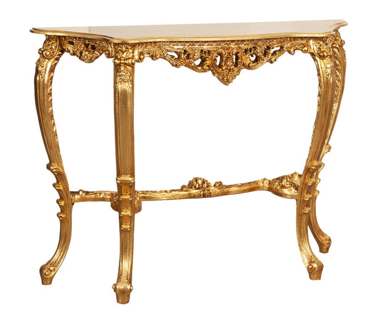 Biscottini CONSOLLE IN FINITURA FOGLIA ORO ANTICATO MADE IN ITALY dimensioni lunghezza