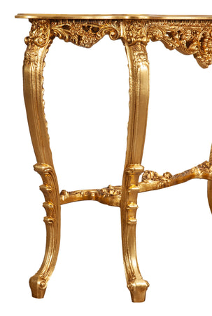 Biscottini Consolle Biscottini Legno Foglia Oro Anticato Artigianale Made Italy 115x33x87