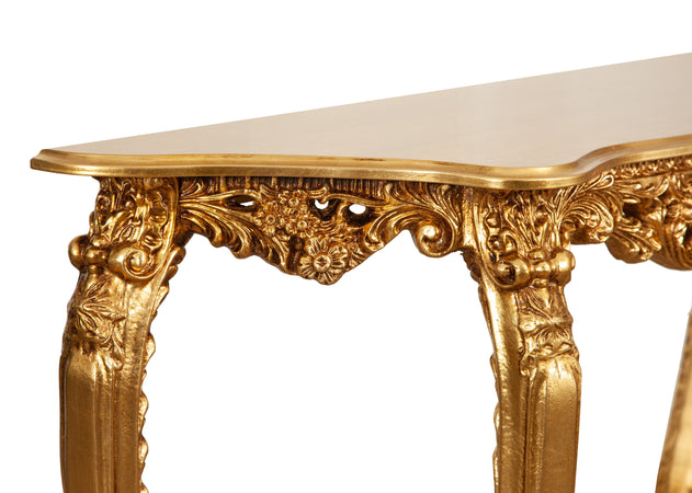 Biscottini CONSOLLE IN FINITURA FOGLIA ORO ANTICATO MADE IN ITALY dimensioni lunghezza