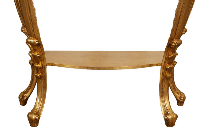 Biscottini Biscottini Consolle Legno Foglia Oro Anticato 90x33x87 Made Italy Artigianale