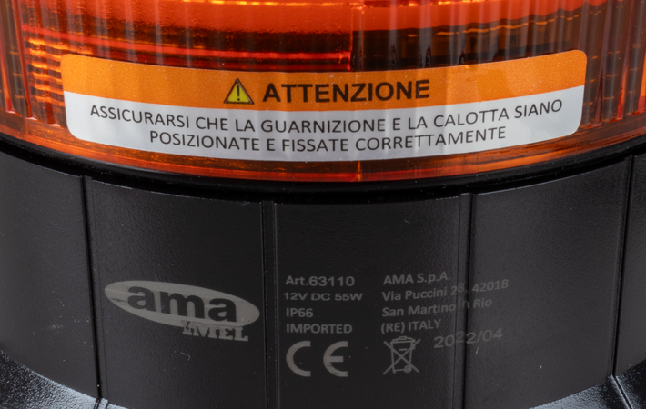 Lampeggiante alogeno per trattori base piana 12V 55W luce rotazionale