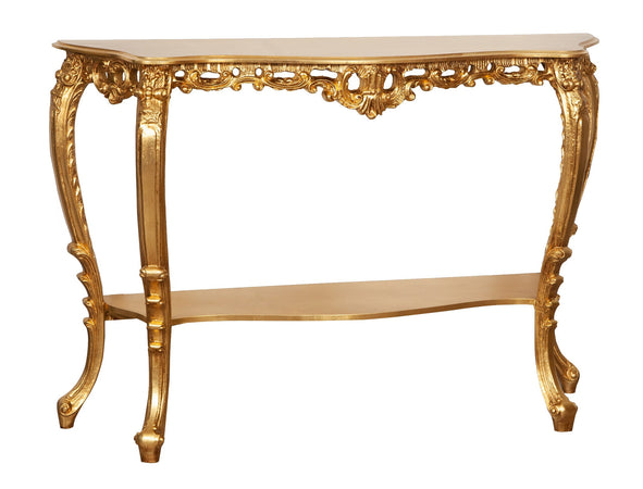 Biscottini Consolle Biscottini Legno Foglia Oro Anticato 130x36x88 Made Italy FINITURA