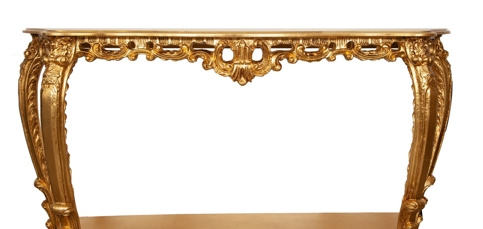 Biscottini Consolle Biscottini Legno Foglia Oro Anticato 130x36x88 Made Italy FINITURA