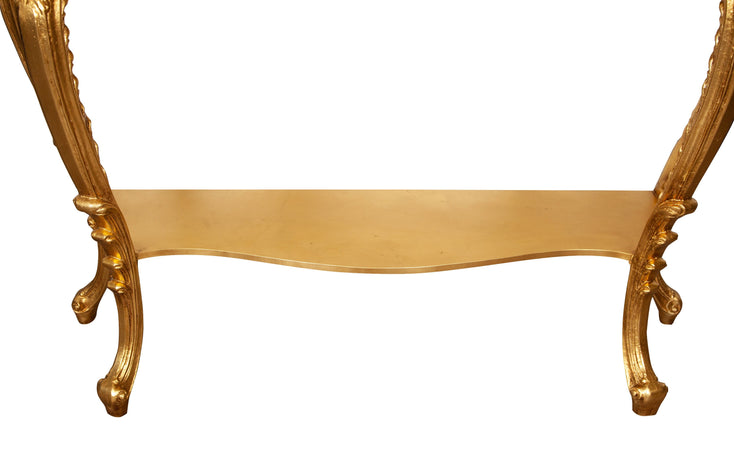 Biscottini Consolle Biscottini Legno Foglia Oro Anticato 130x36x88 Made Italy FINITURA