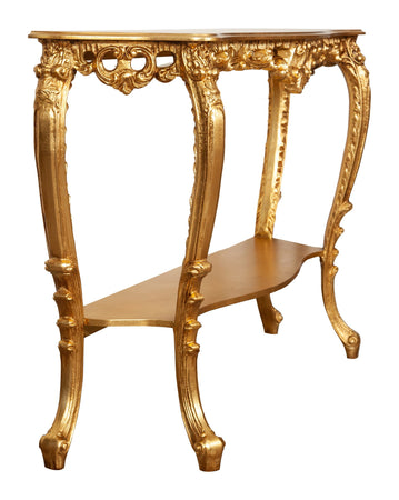 Biscottini Consolle Biscottini Legno Foglia Oro Anticato 130x36x88 Made Italy FINITURA