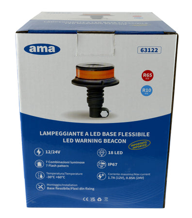 Lampeggiante a 18 LED 12-24V base flessibile