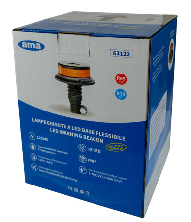 Lampeggiante a 18 LED 12-24V base flessibile