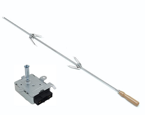 SPIEDO 80 CM 2 FORCHETTE + MOTORE 6 W RITAGLIABILE MISURA GIRARROSTO BARBECUE