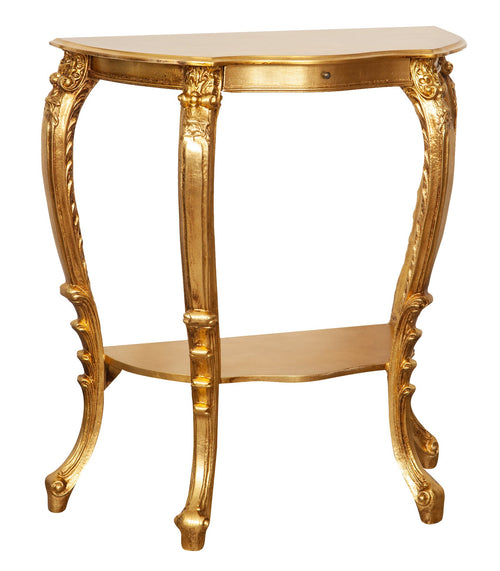 Biscottini Consolle Biscottini legno finitura foglia oro anticato 84x38x87 mobile arredo