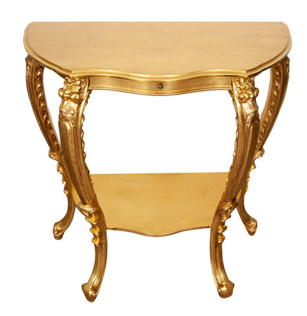 Biscottini Consolle Biscottini legno finitura foglia oro anticato 84x38x87 mobile arredo