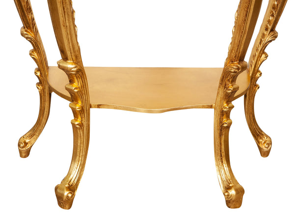 Biscottini Consolle Biscottini legno finitura foglia oro anticato 84x38x87 mobile arredo