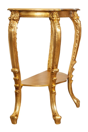 Biscottini Consolle Biscottini legno finitura foglia oro anticato 84x38x87 mobile arredo