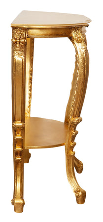 Biscottini Consolle Biscottini legno finitura foglia oro anticato 84x38x87 mobile arredo