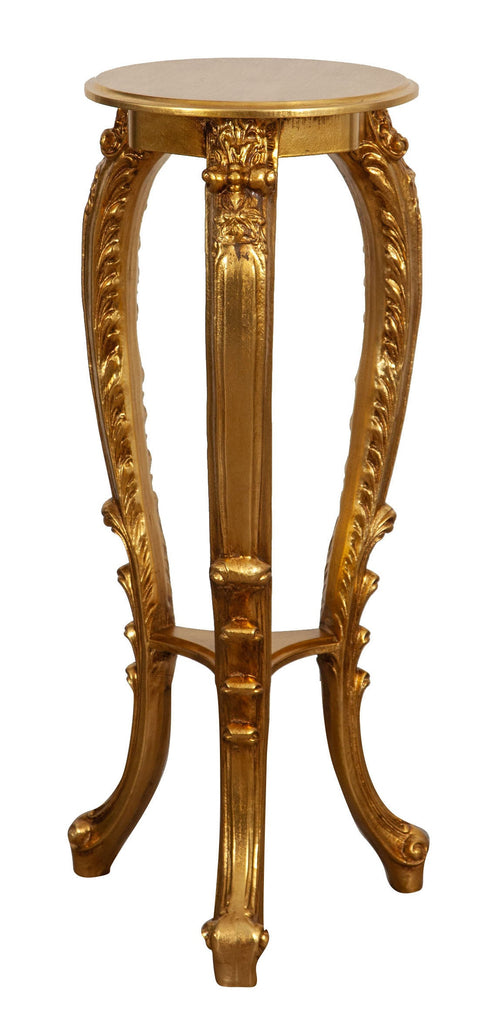 Biscottini Tavolino Panchétto Portavaso Biscottini Foglia Oro Anticato Legno 37x33x87 Made