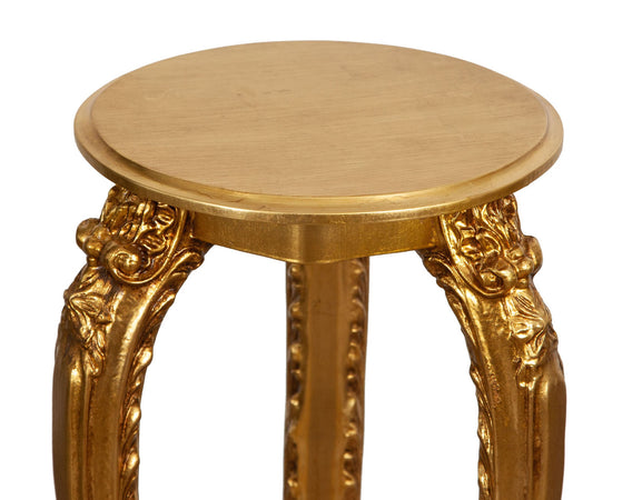 Biscottini Tavolino Panchétto Portavaso Biscottini Foglia Oro Anticato Legno 37x33x87 Made