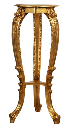 Biscottini Tavolino Panchétto Portavaso Biscottini Foglia Oro Anticato Legno 37x33x87 Made