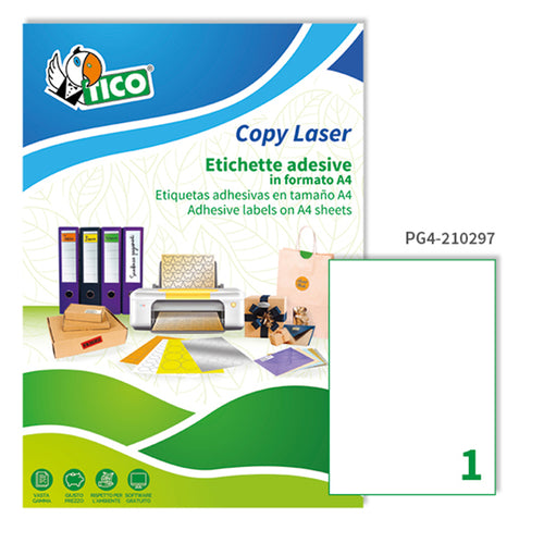 Etichetta Adesiva Pg4 Bianca Lucida 100Fg A4 210X297Mm (1Et/Fg Tico