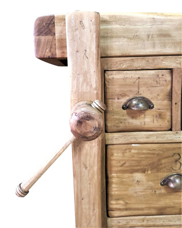 Biscottini Biscottini Banco lavoro legno massello tiglio morsa 4 cassetti 64x57x84 Italy