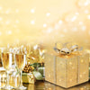 Pacco regalo cubico scatola decorazione natalizia addobbo luminoso con led color champagne