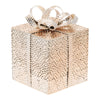 Pacco regalo cubico scatola decorazione natalizia addobbo luminoso con led color champagne