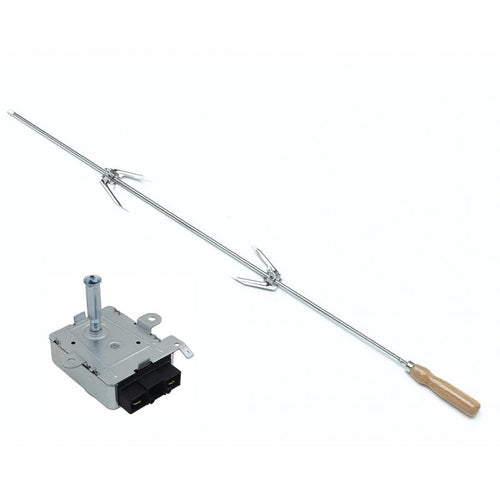 SPIEDO 80 CM + MOTORE 6 W 2 FORCHETTE RITAGLIABILE MISURA GIRARROSTO BARBECUE