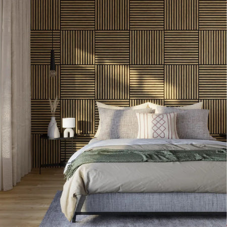 Pannelli Acustici Fonoassorbenti 2pz 60x120cm Decorativi Moderno Rovere Teak 3D