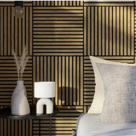 Pannelli Acustici Fonoassorbenti 2pz 60x120cm Decorativi Moderno Rovere Teak 3D