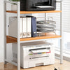 Scaffale Organizer Casa Ufficio 2Ripiani Metallo e Legno MDF 53x35 H80cm Bianco