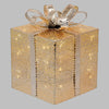 Pacco regalo cubico scatola decorazione natalizia addobbo luminoso con led color champagne