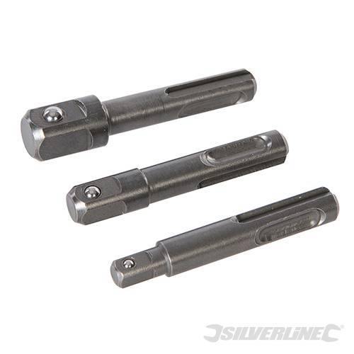 Set di 3 adattatori per chiavi a bussola SDS Plus accessori 1/4 3/8 1/2 Silverline