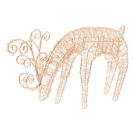 Renna tridimensionale luminosa "Renna che Bruca" decorazione in filo di rame con microled a luce calda