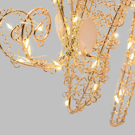 Renna tridimensionale luminosa "Renna che Bruca" decorazione in filo di rame con microled a luce calda