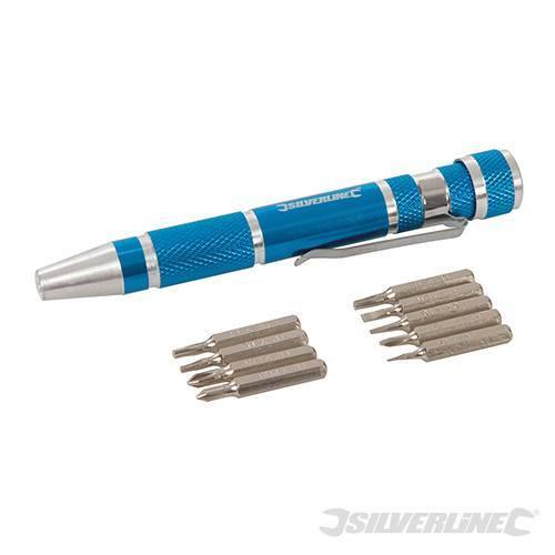Set di avvitatore di precisione con punte 110mm Silverline 9pezzi Silverline