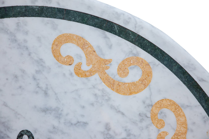 Biscottini PIANO TAVOLO ROTONDO IN MARMO INTARSIATO Carrara dimensioni 130x130 Offerta