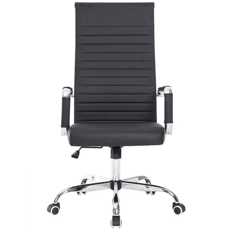 Poltrona Sedia da Ufficio Elegante Struttura in Acciaio Schienale Alto Nero