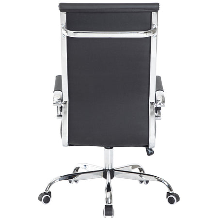 Poltrona Sedia da Ufficio Elegante Struttura in Acciaio Schienale Alto Nero
