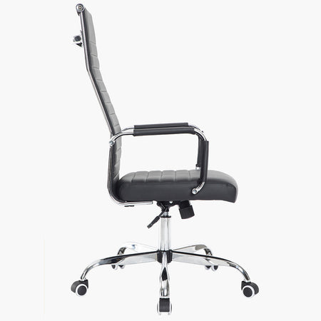 Poltrona Sedia da Ufficio Elegante Struttura in Acciaio Schienale Alto Nero