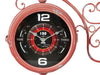 Biscottini Orologio bifacciale da parete tipo stazione in ferro finitura rosso anticato