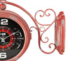 Biscottini Orologio bifacciale da parete tipo stazione in ferro finitura rosso anticato