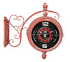 Biscottini Orologio bifacciale da parete tipo stazione in ferro finitura rosso anticato