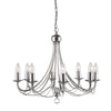 Lampadario Industrial-Nordico Maypole Acciaio Argento 8 Luci E14