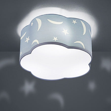 Plafoniera Trio Lighting TR-MOONY E27 LED tessuto lampada soffitto cilindro bambine camerette interno