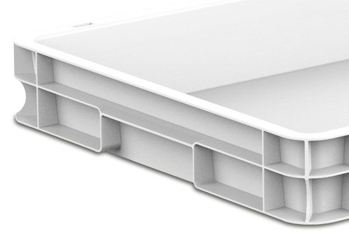 Cassetta chiusa per alimenti, bianca sovrapponibile non forata da 60 x 40 cm